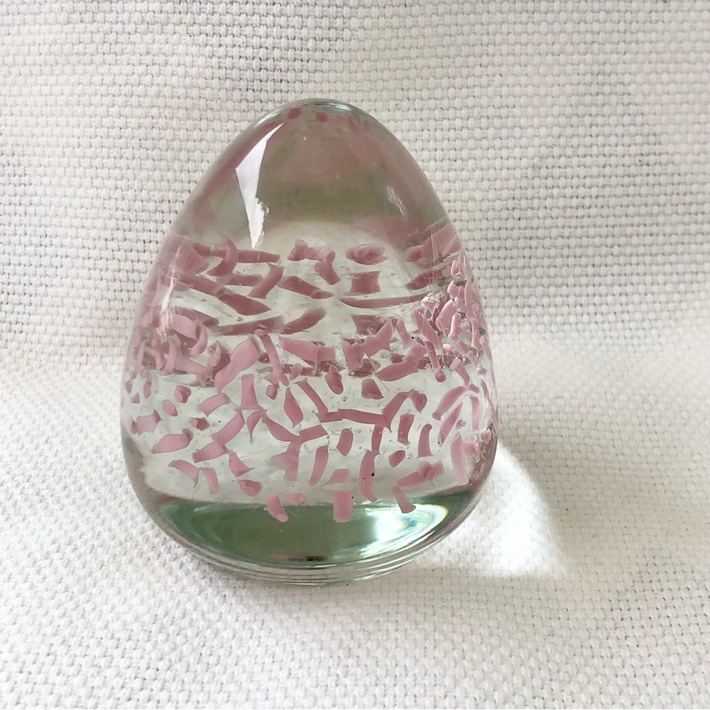 Pink Confetti Glass Art Paperweight - Home Art office school 3 inches tall
